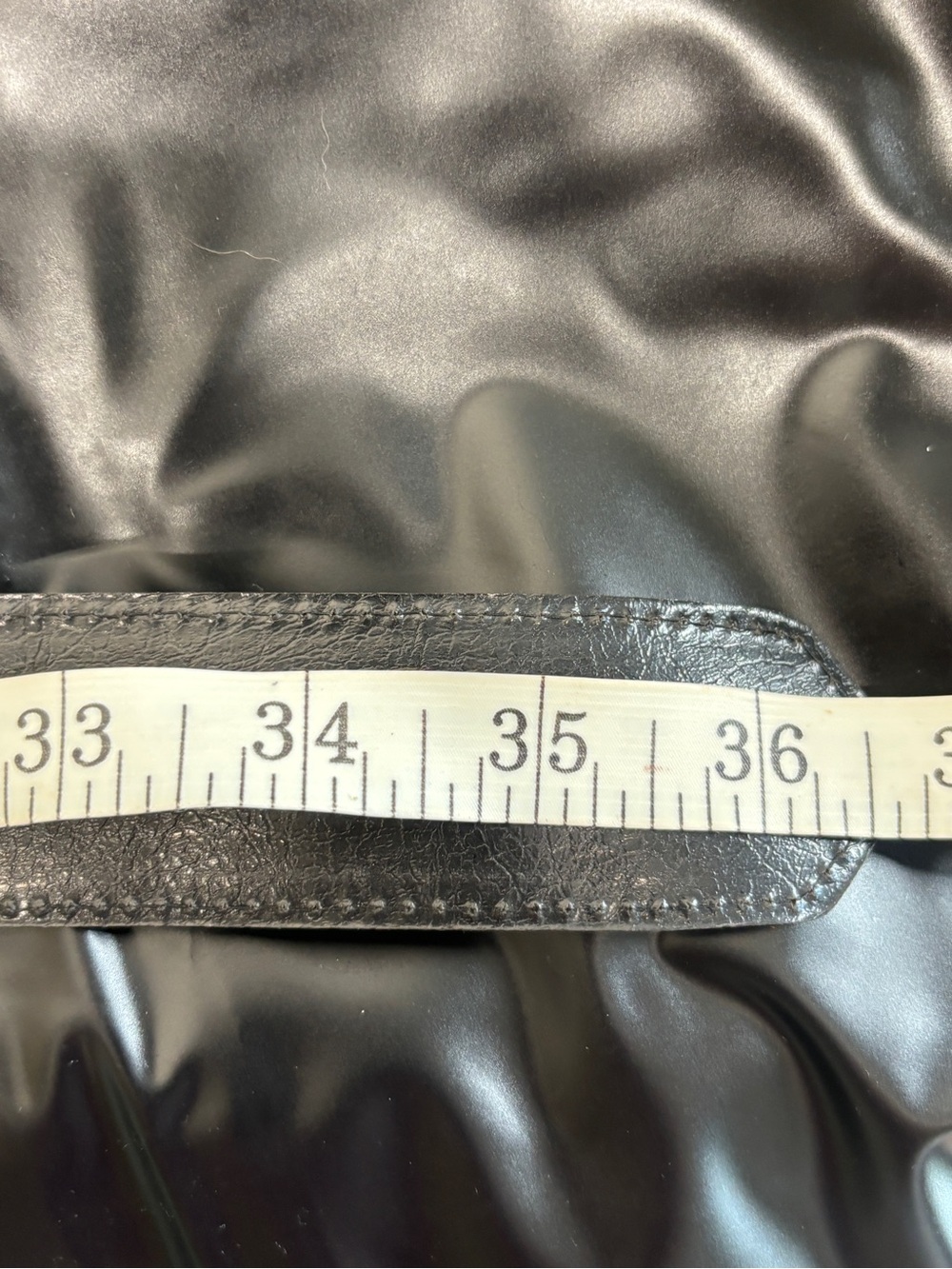Black Vintage Leather Belt with Square Buckle - Picture 6 of 7